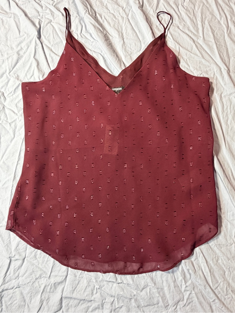 NWT Express Burgundy V-Neck Clip Dot Camisole Cami Top - XS